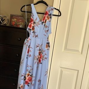 Light Blue Floral Maxi Dress